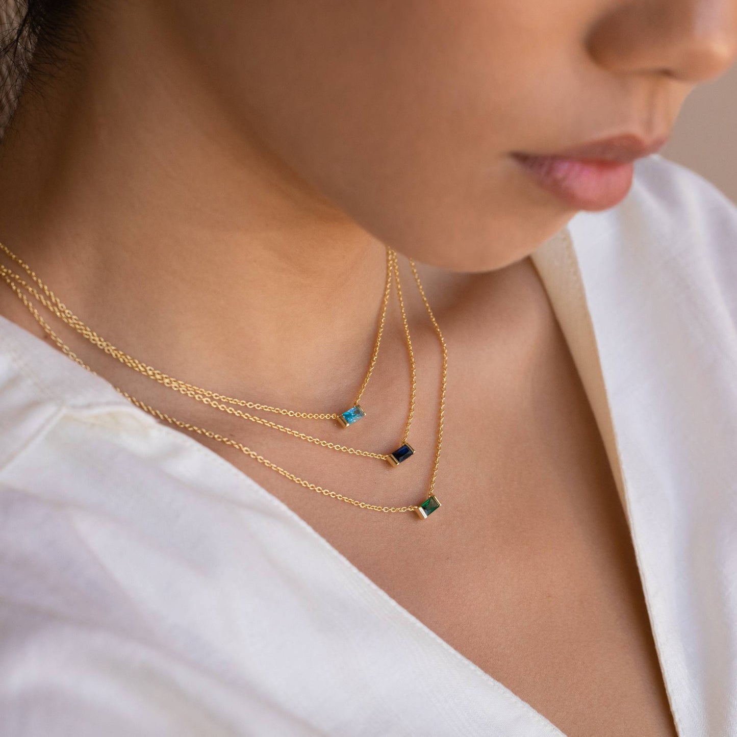 Fashionable Square Birthstone Pendant Necklace in Copper with Gold Plating and Zirconia for Women