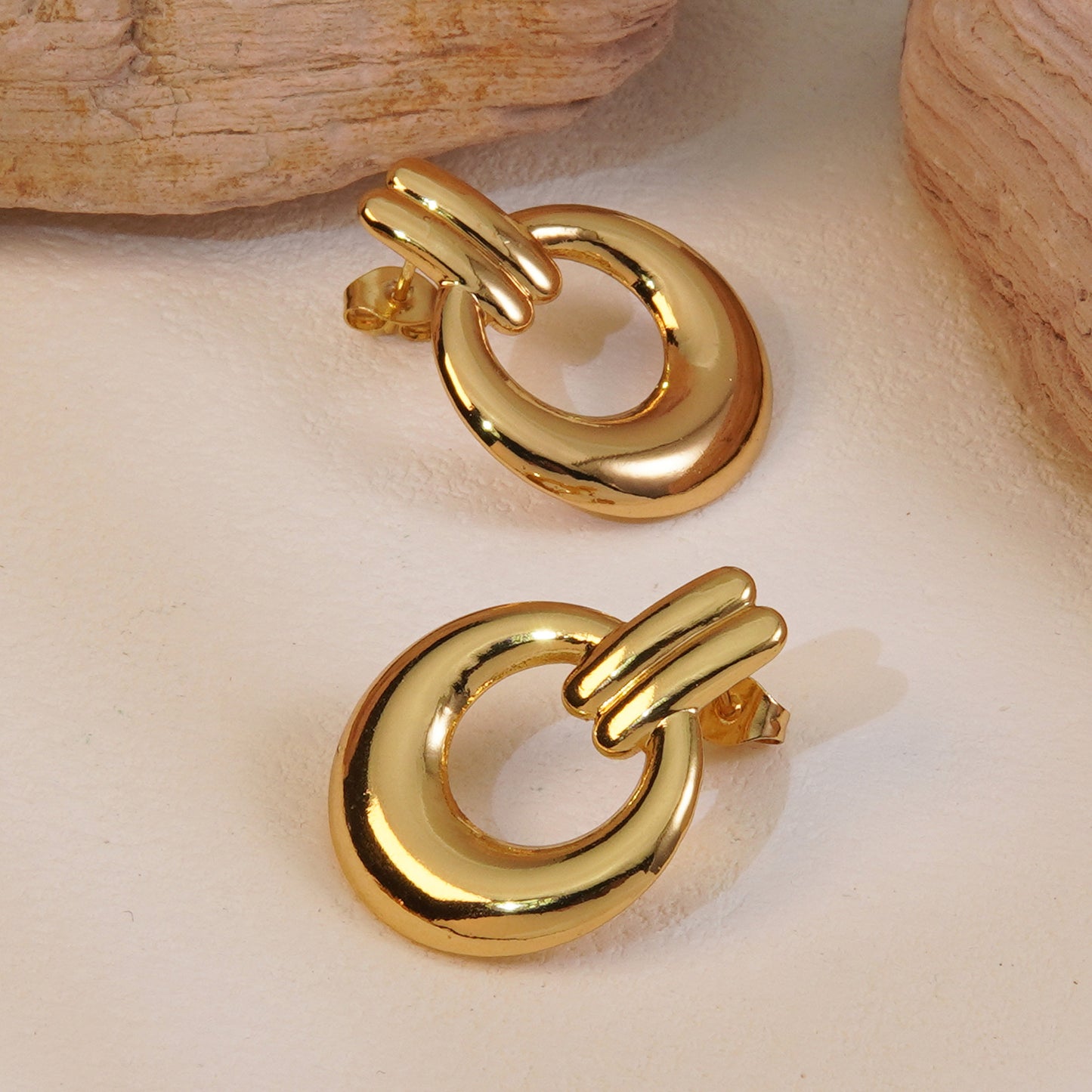 Vintage Round Geometric Plated Stainless Steel Earrings for Women