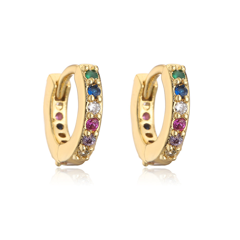Minimalist Geometric Hoop Earrings for Women in Copper with Micro-Pave Setting