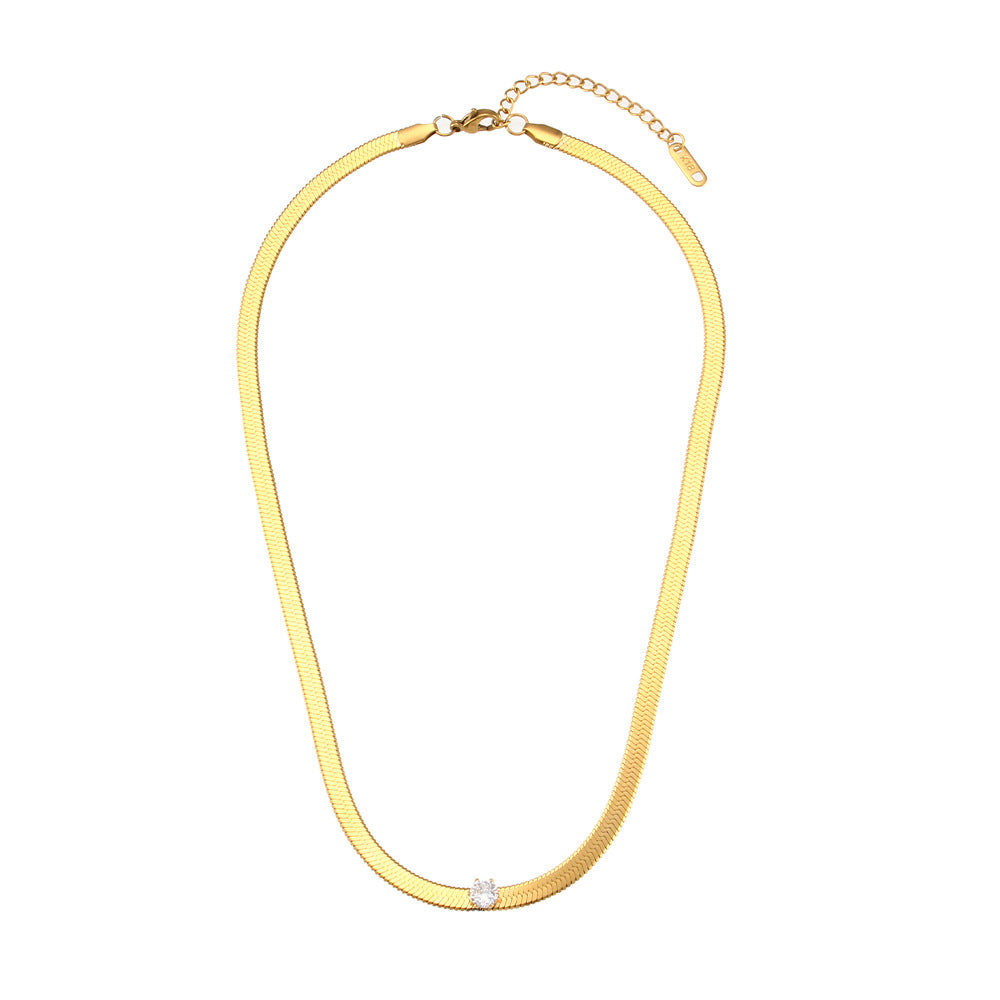 Collana con Pendente Geometrico alla Moda da Donna Acciaio Inossidabile Placcato Oro 18K con Zirconi Micro-Incastonati