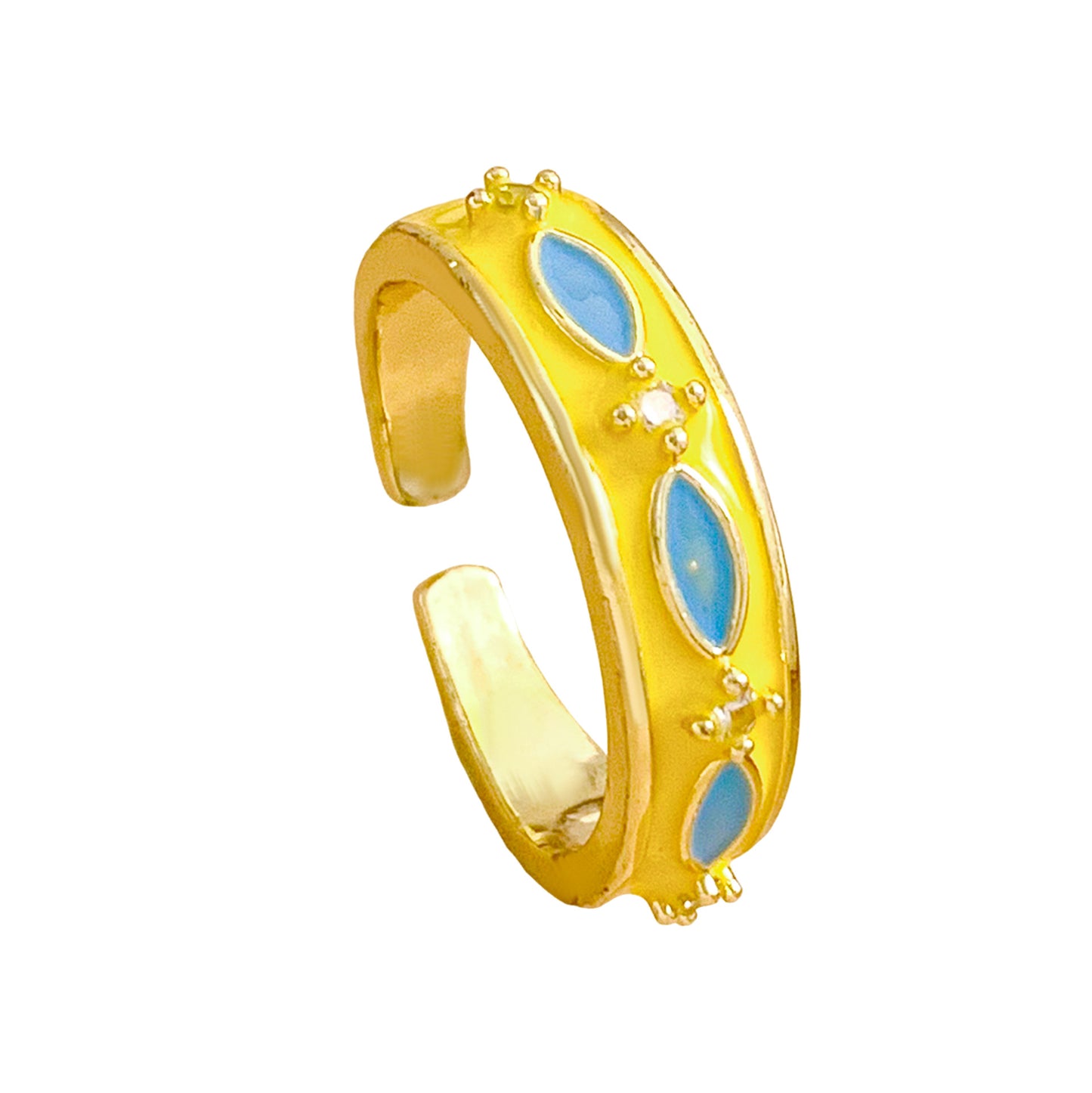Sweet Gold Plated Brass Heart Open Ring for Women