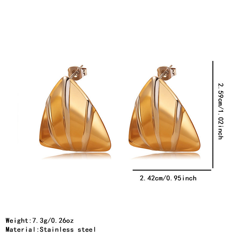 Casual Geometric Triangle Stainless Steel Plated Two-Tone Spiral Earrings