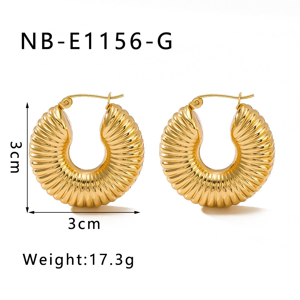 Minimalist U-Shaped Geometric Stainless Steel Hoop Earrings for Women with Vacuum Plated 18K Gold Finish