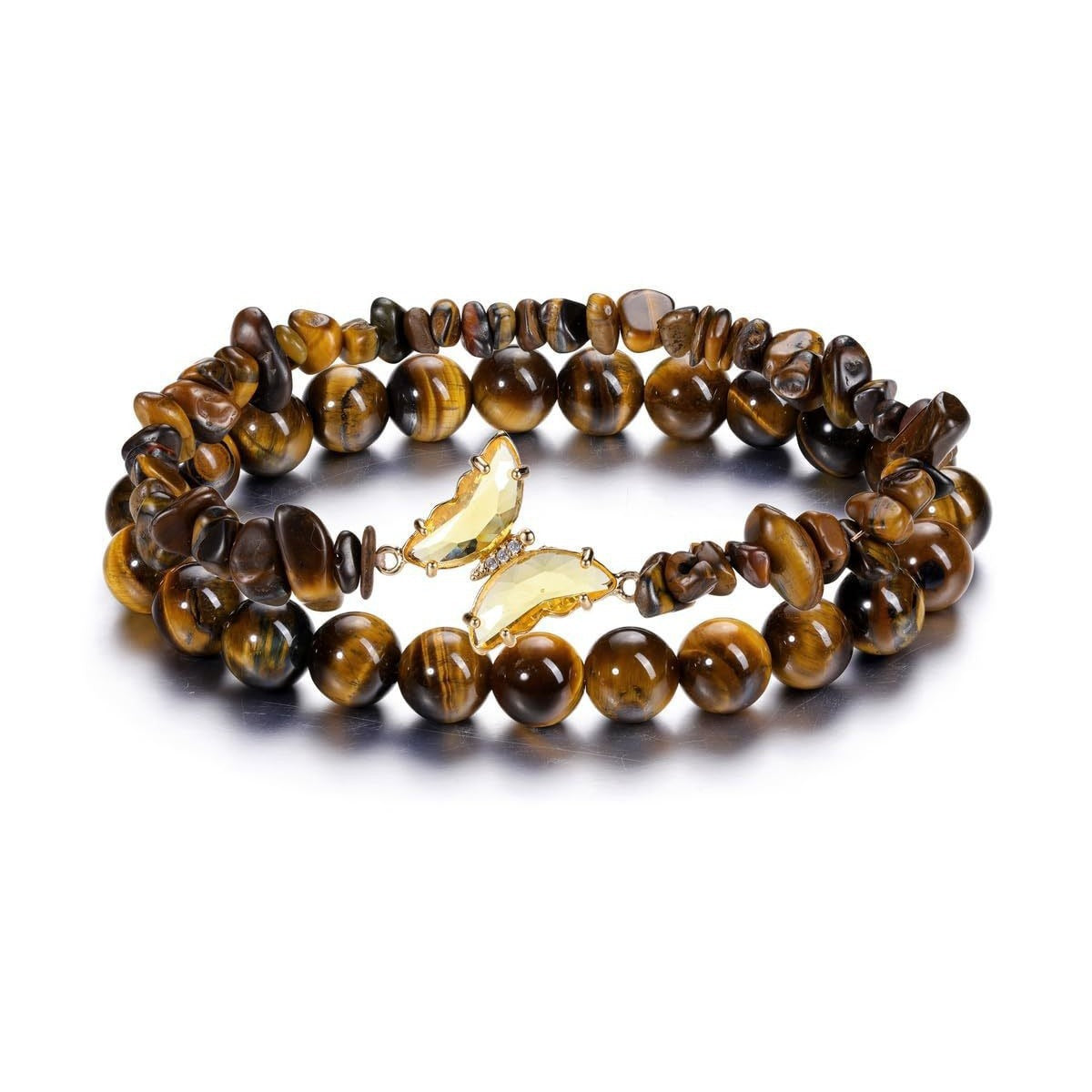 Minimalist Natural Crystal Butterfly Bracelet Set for Women
