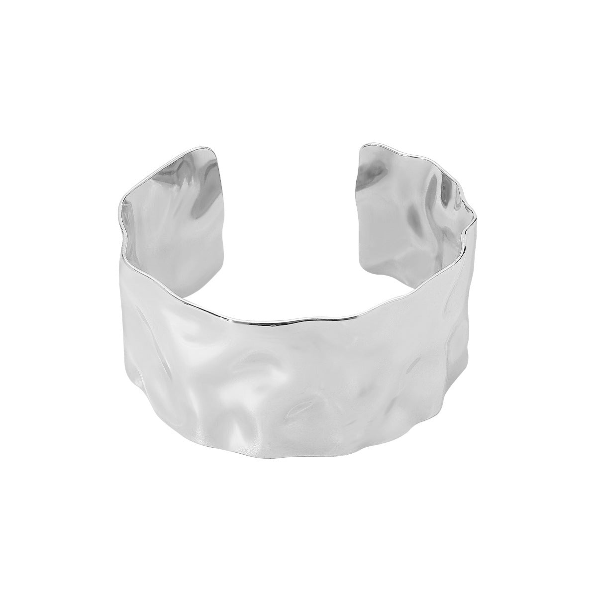 Pulsera de anillo geométrica cóncava y convexa ancha de acero inoxidable chapado en oro de 18 quilates estilo dulce y vintage para mujer
