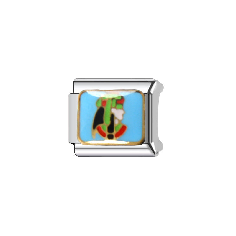 Elegant Plated Stainless Steel Cartoon Charm Bar Bracelet Unisex Fashion Jewelry