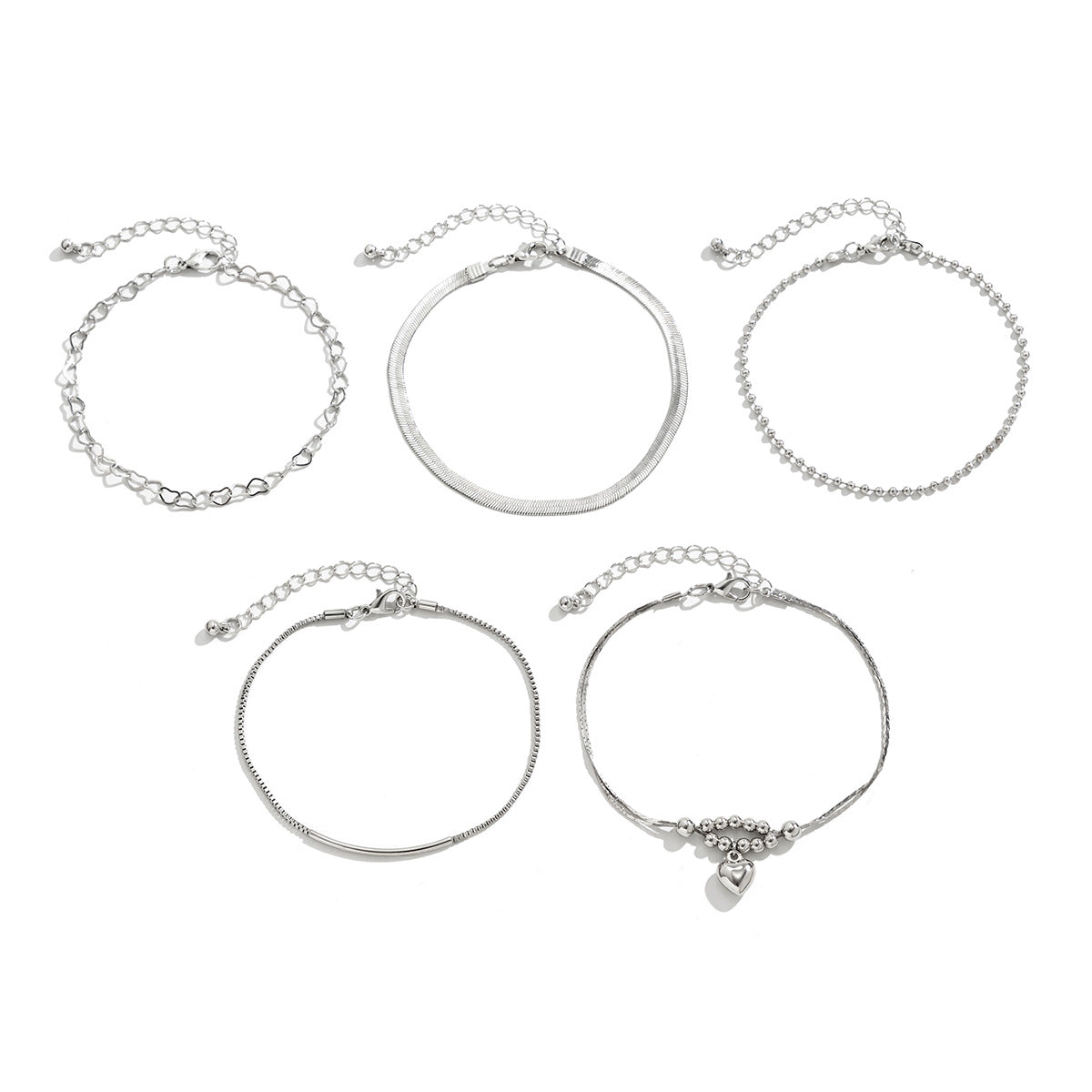 Cavigliera Minimalista a Cuore in Lega con Design a Catena Serpentina da Donna