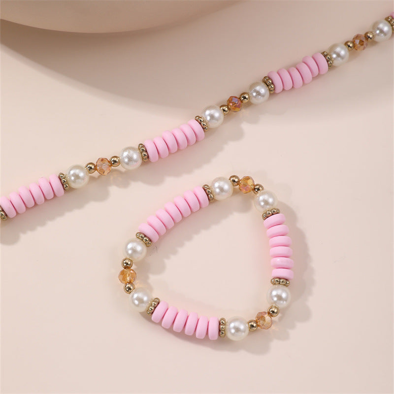 Pulsera de Cuentas de Arcilla Polimérica Fresca y Adorable con Diseño en Forma de Ola para Mujer