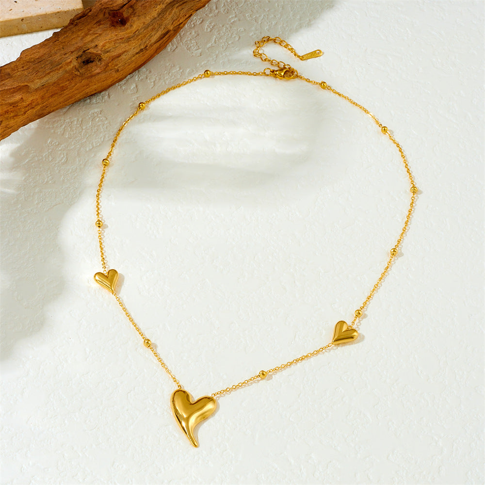 Minimalist Elegant Gold Plated Heart Stainless Steel Necklace Cable Chain