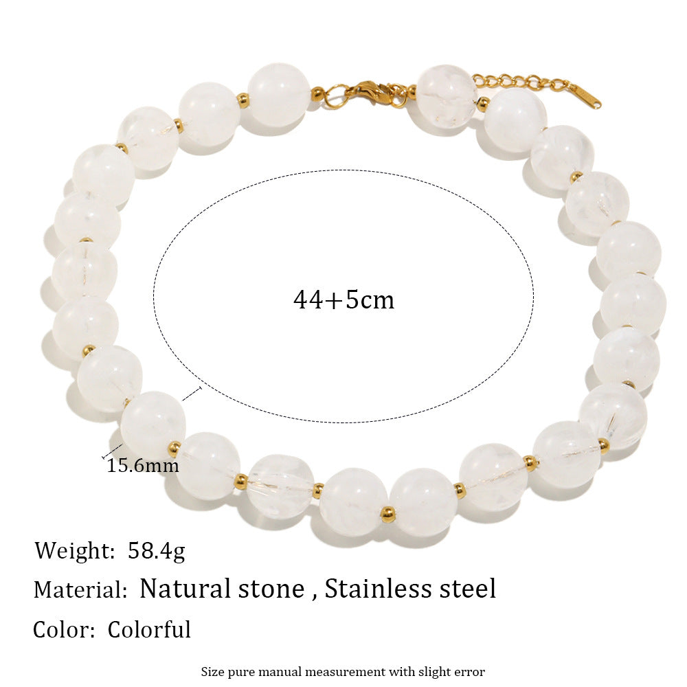 Minimalist Geometric Acrylic Bead Necklace with Stainless Steel Base and 18K Gold Plating for Women