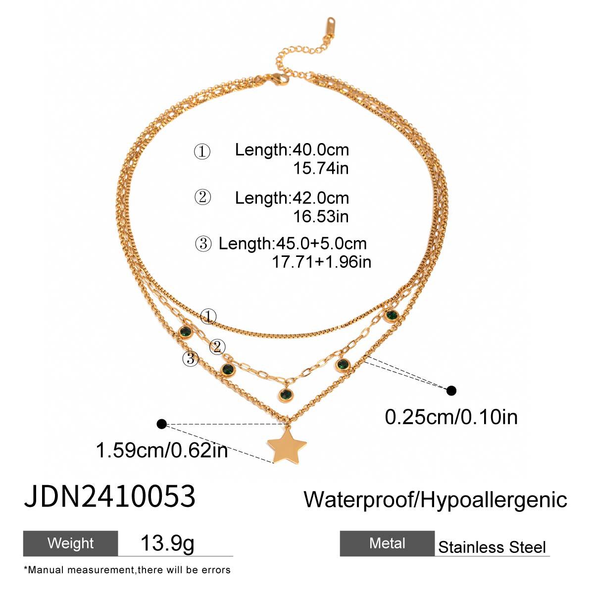 Collana a strati minimalista a forma di stella in acciaio inossidabile con pendente in acciaio al titanio placcato per donna