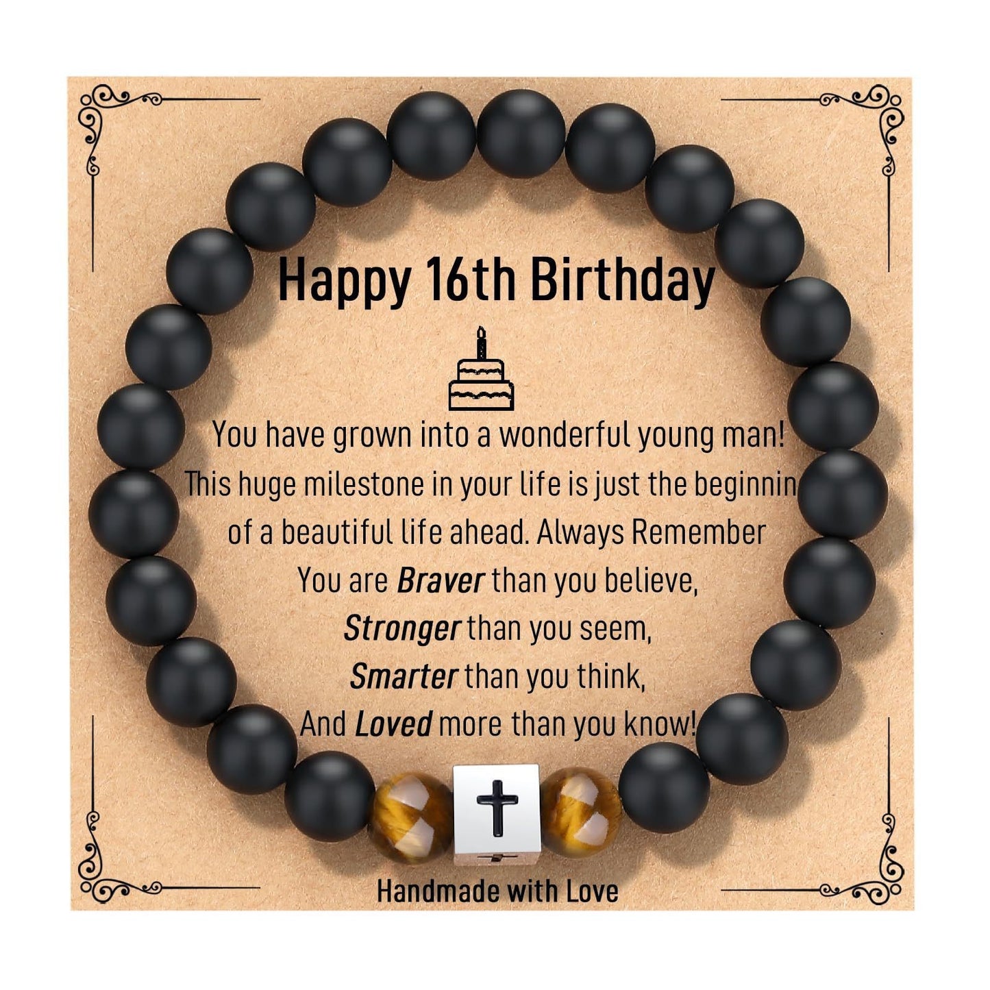Minimalist Matte Stainless Steel Heart Geometric Cross Bracelet Unisex Beaded Hand Jewelry