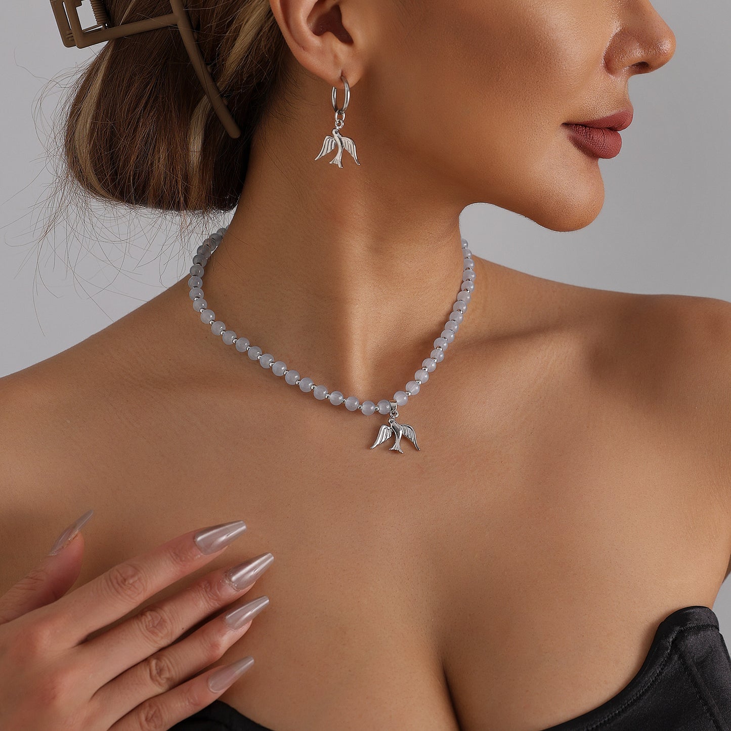 Minimalist Geometric Bird Alloy Plated Pendant Necklace for Women