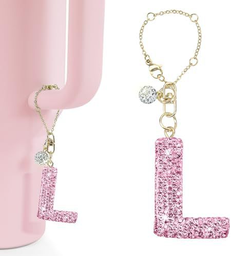 Rhinestone Inlaid Letter Resin Charm Bar Keychain Accessory