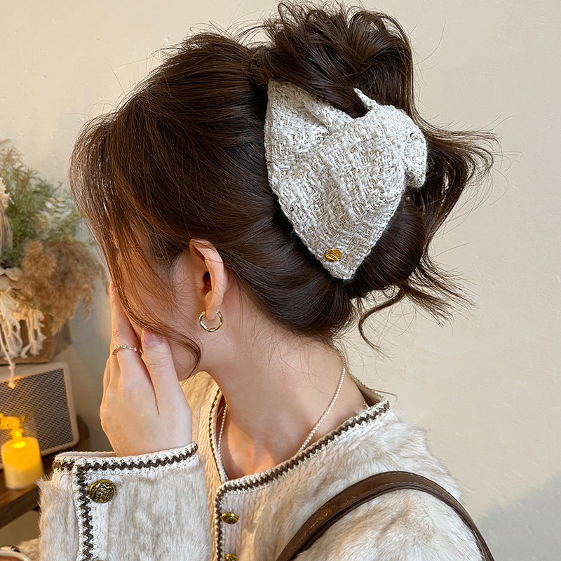 Pinza para el pelo elegante de acrílico y tela con diseño de triángulo para mujer, accesorio de moda minimalista de lujo