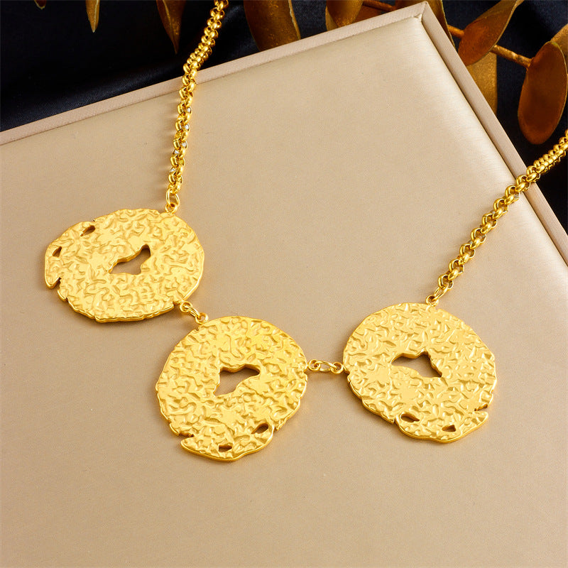 Exaggerated Irregular Geometric Spiral Plated Stainless Steel Pendant Necklace for Women