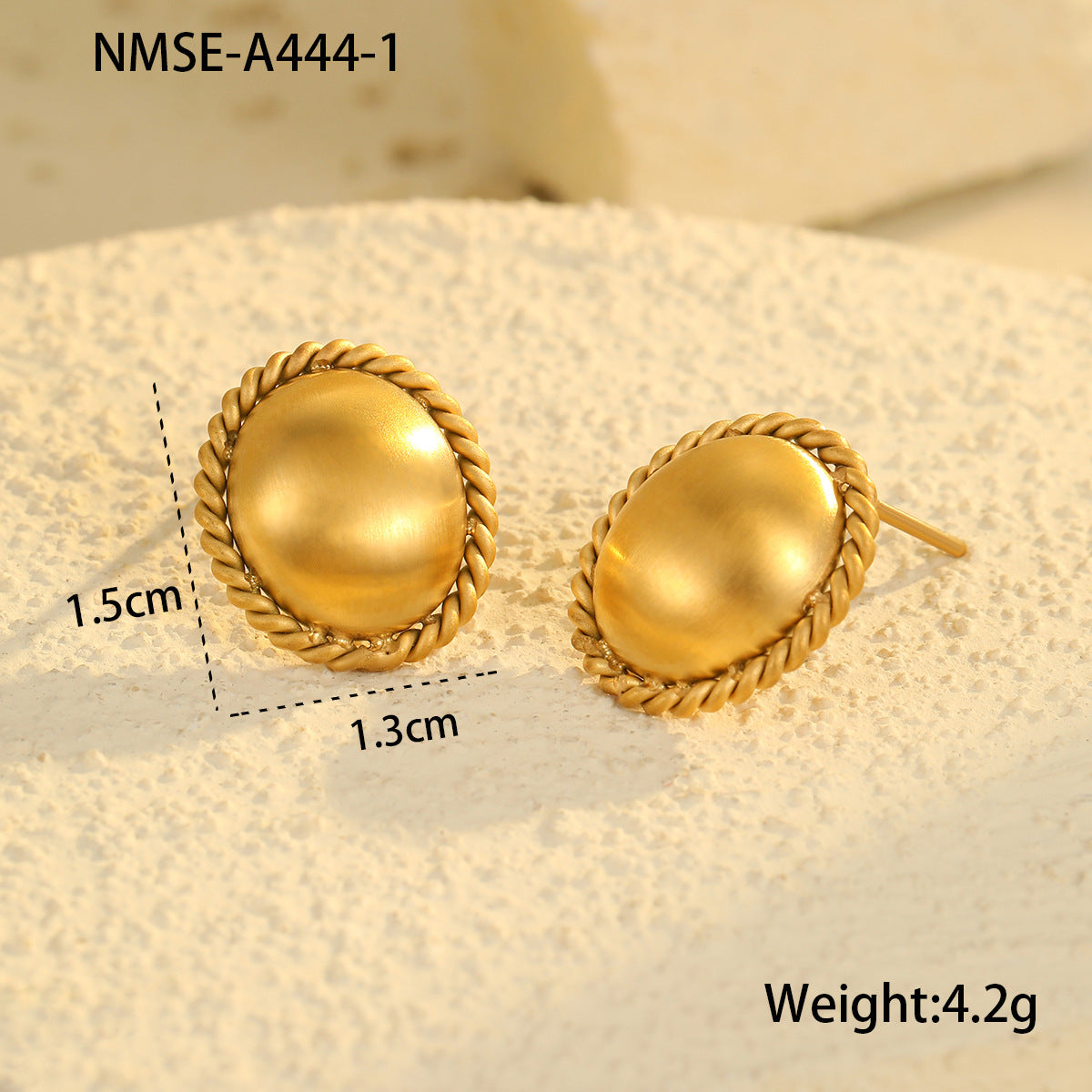 Minimalist Geometric Stainless Steel Earrings with Brushed Metal Finish and Plated Surface for Women