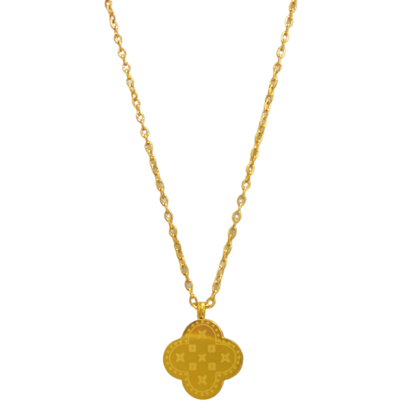 Minimalist Floral Plated Titanium Steel Necklace Cable Chain Unisex Jewelry