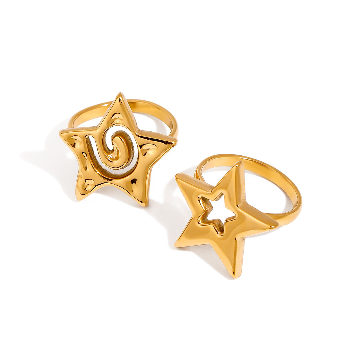 Minimalist Geometric Star Stainless Steel Plated Ring for Women