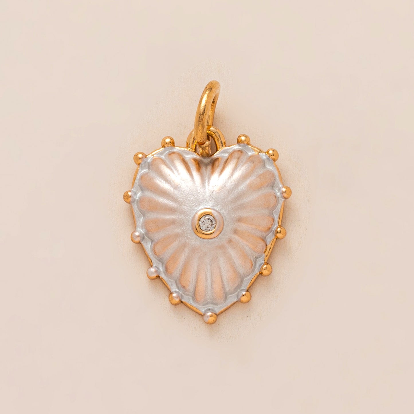 Minimalist Elegant Striped Heart Geometric Brass 18K Gold Plated Charm Bar