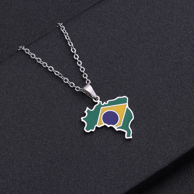 Collana con Ciondolo Geometrico Minimalista in Acciaio Inossidabile con Finitura Smaltata, Unisex