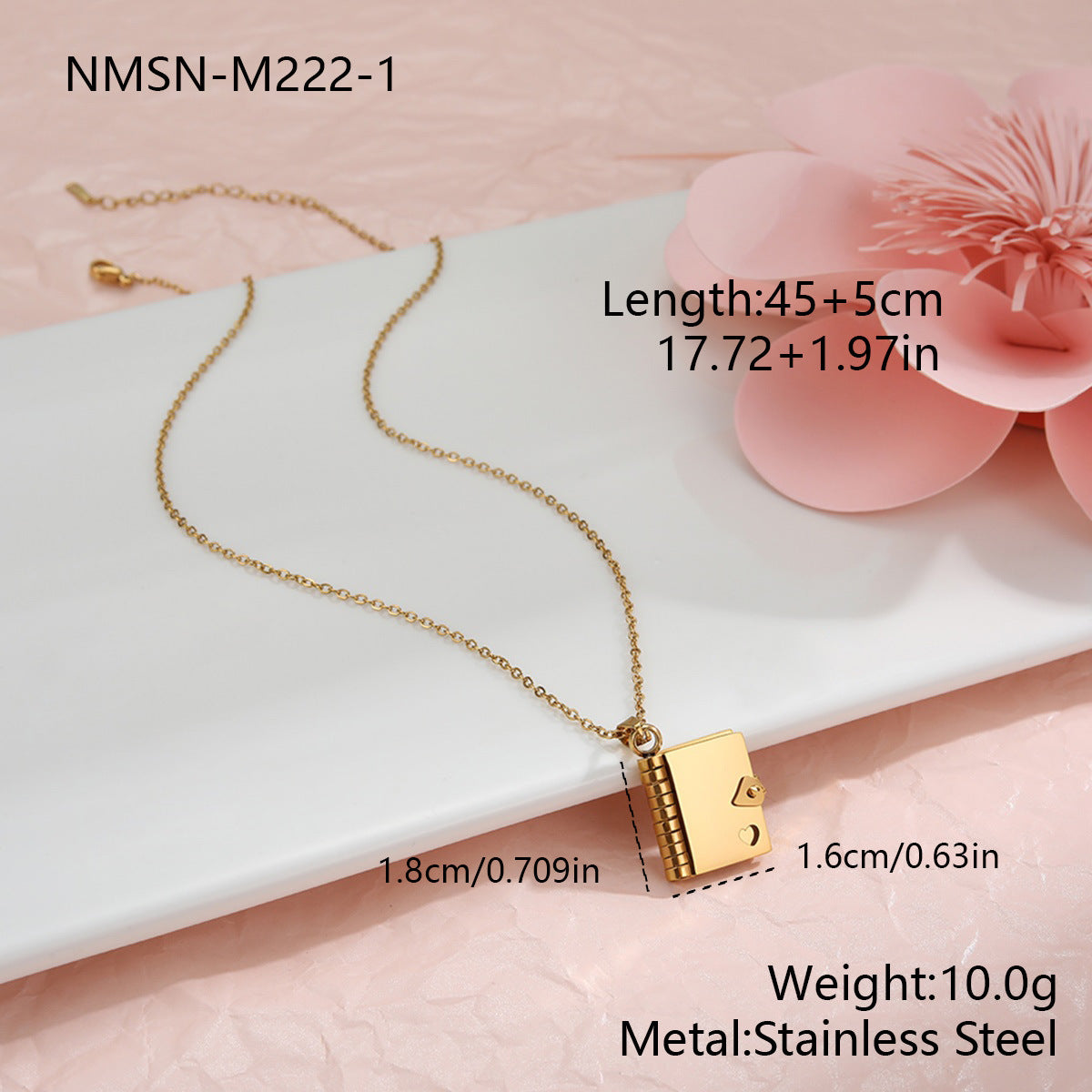Elegante collana da donna in acciaio inossidabile placcato oro 18 carati con ciondolo a forma di busta a cuore fai da te