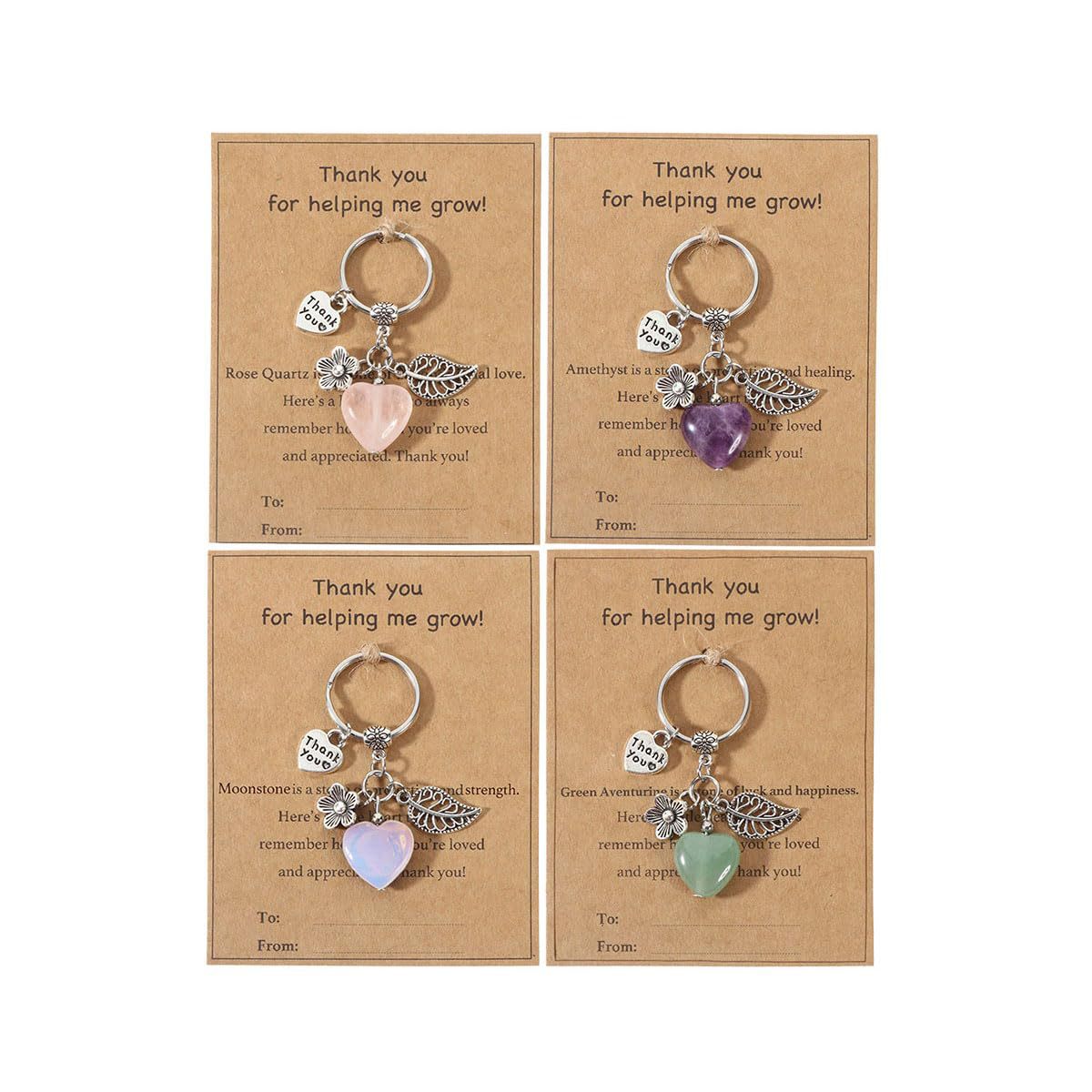 Vintage Heart Crystal Agate Alloy Keychain Charm