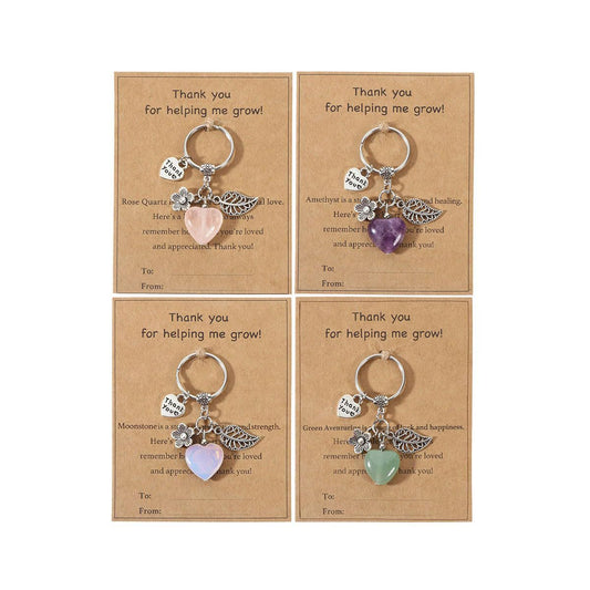 Vintage Heart Crystal Agate Alloy Keychain Charm