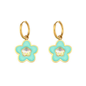 Orecchini a perno minimalistici a stella a cinque punte da donna in acciaio inossidabile con placcatura in oro 18 carati e finitura smaltata