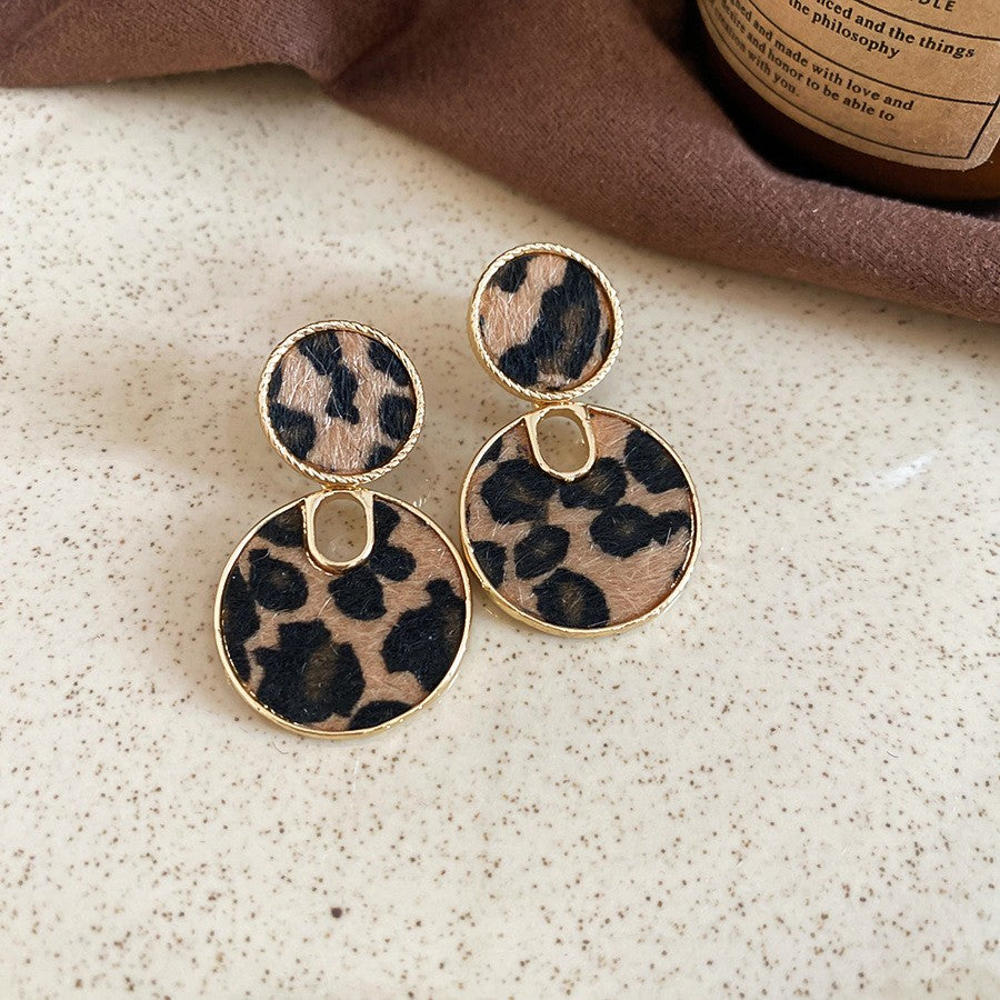 Orecchini pendenti in pelle geometrici minimalisti retrò con perni in argento sterling 925, finitura galvanizzata, da donna