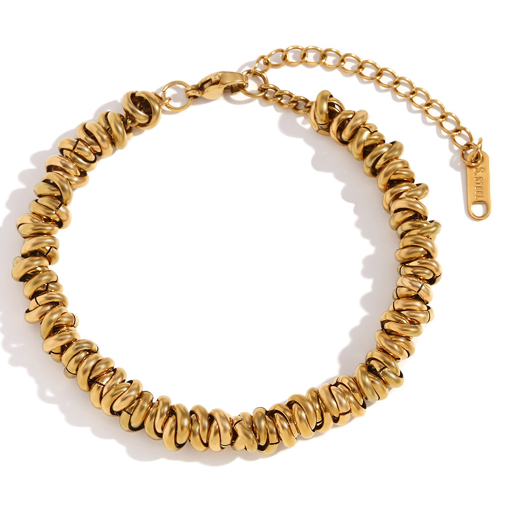 Minimalist Geometric Stainless Steel Plated 18K Gold Round Hoop Necklace for Women