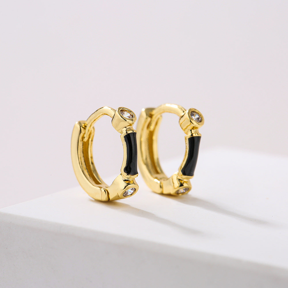 Orecchini Minimalisti Geometrici in Rame con Placcatura in Oro 18K e Finitura a Smalto da Donna