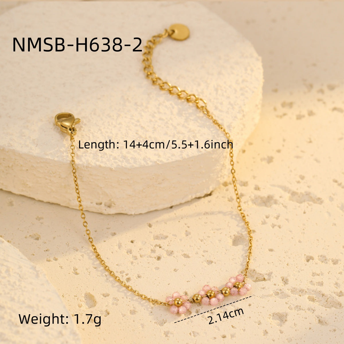 Fashionable Women's Beaded Bracelet with Colorful Flower Charms Stainless Steel Plated for Elegant Casual Wear
