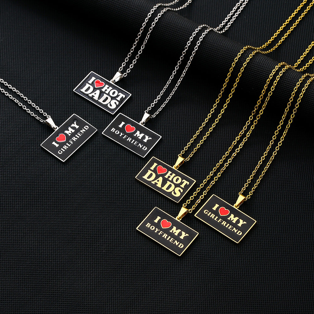 Elegant Geometric Stainless Steel Letter Pendant Necklace with Plated Finish for Men and Women
