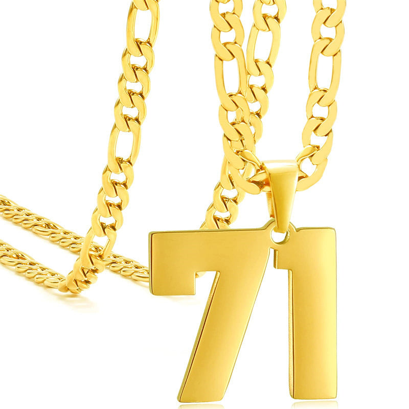 Minimalist Numeric Pendant Necklace for Men and Women Stainless Steel Chain with Polished Titanium Steel Charm