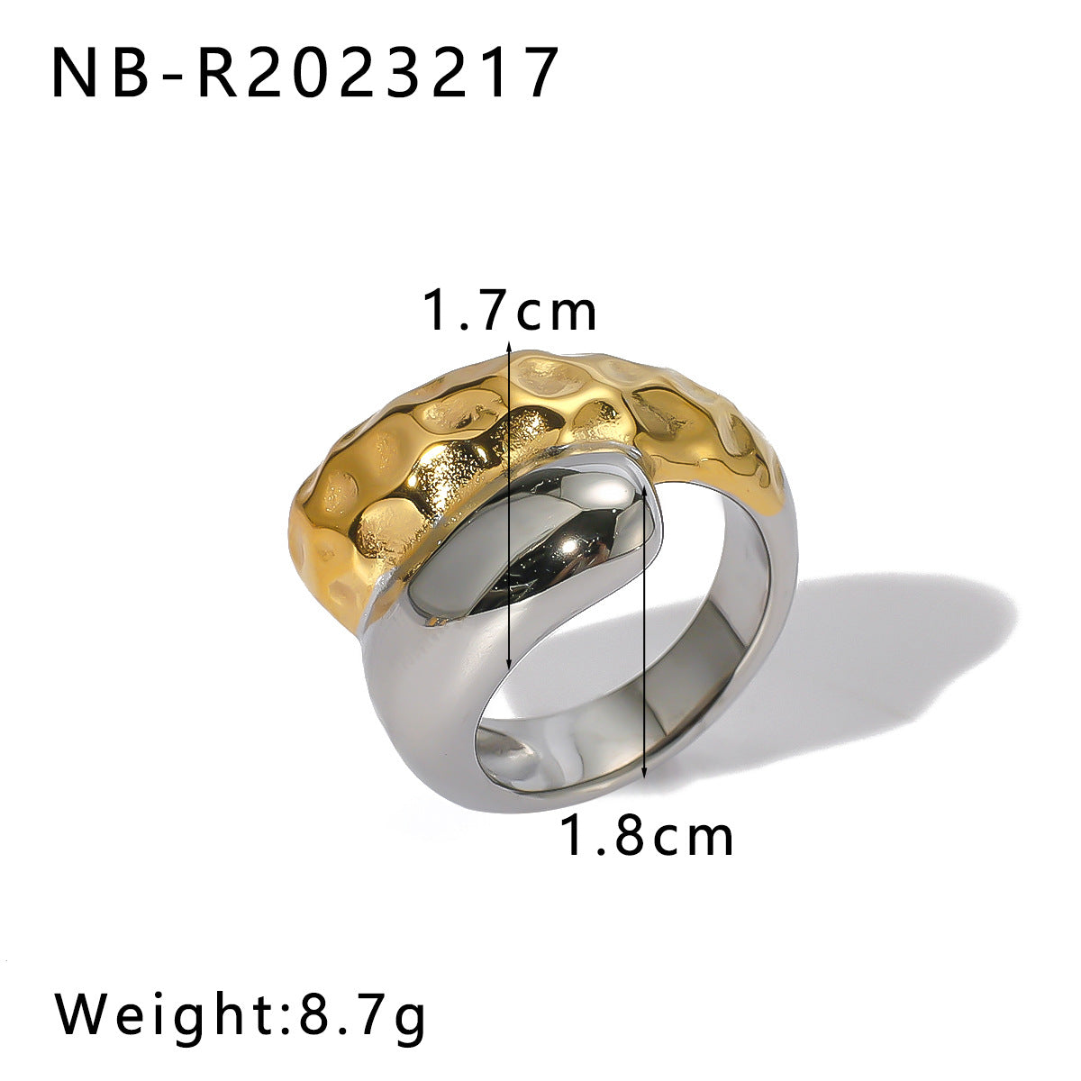 Geometric Stainless Steel Ring with 18K Gold Plating for Men and Women, Adjustable Band, Minimalist Modern Design