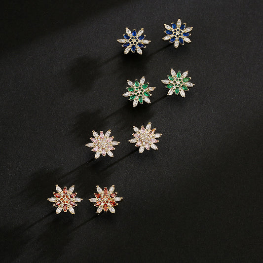 Pendientes Geométricos Minimalistas de Cobre con Baño de Oro de 18K y Detalles de Circonitas