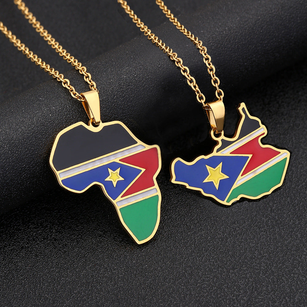 Collana con ciondolo geometrico in acciaio inossidabile con finitura placcata per donna e uomo, catena O alla moda casual per maglione