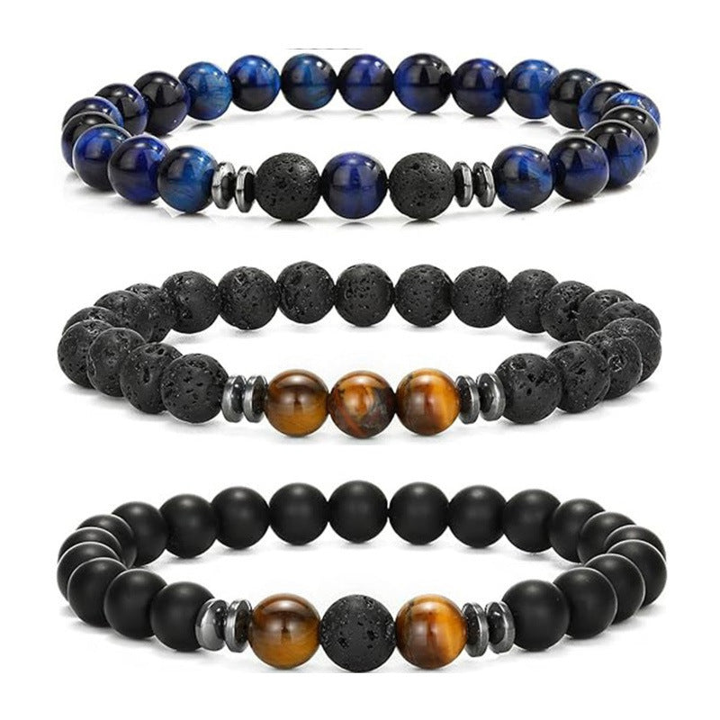 Minimalist Round Agate Geometric Bracelet Set Unisex