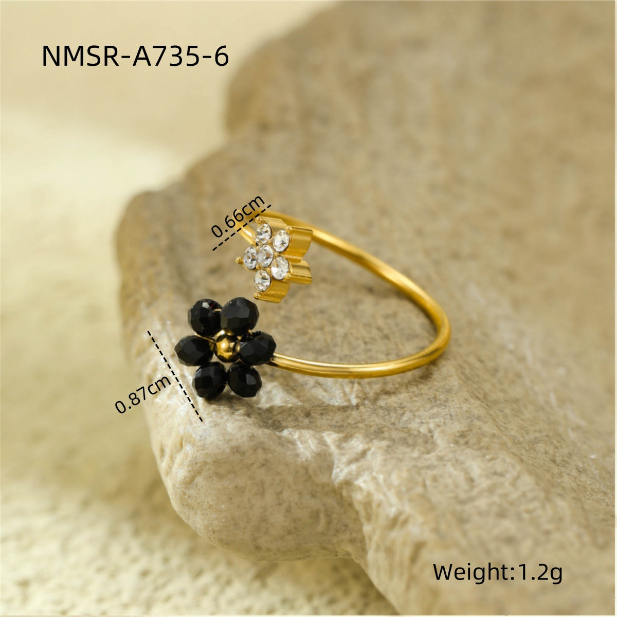 Anillo de Acero Inoxidable con Elegante Diseño Floral e Incrustaciones de Circonita, Estilo Minimalista de Lujo para Mujer