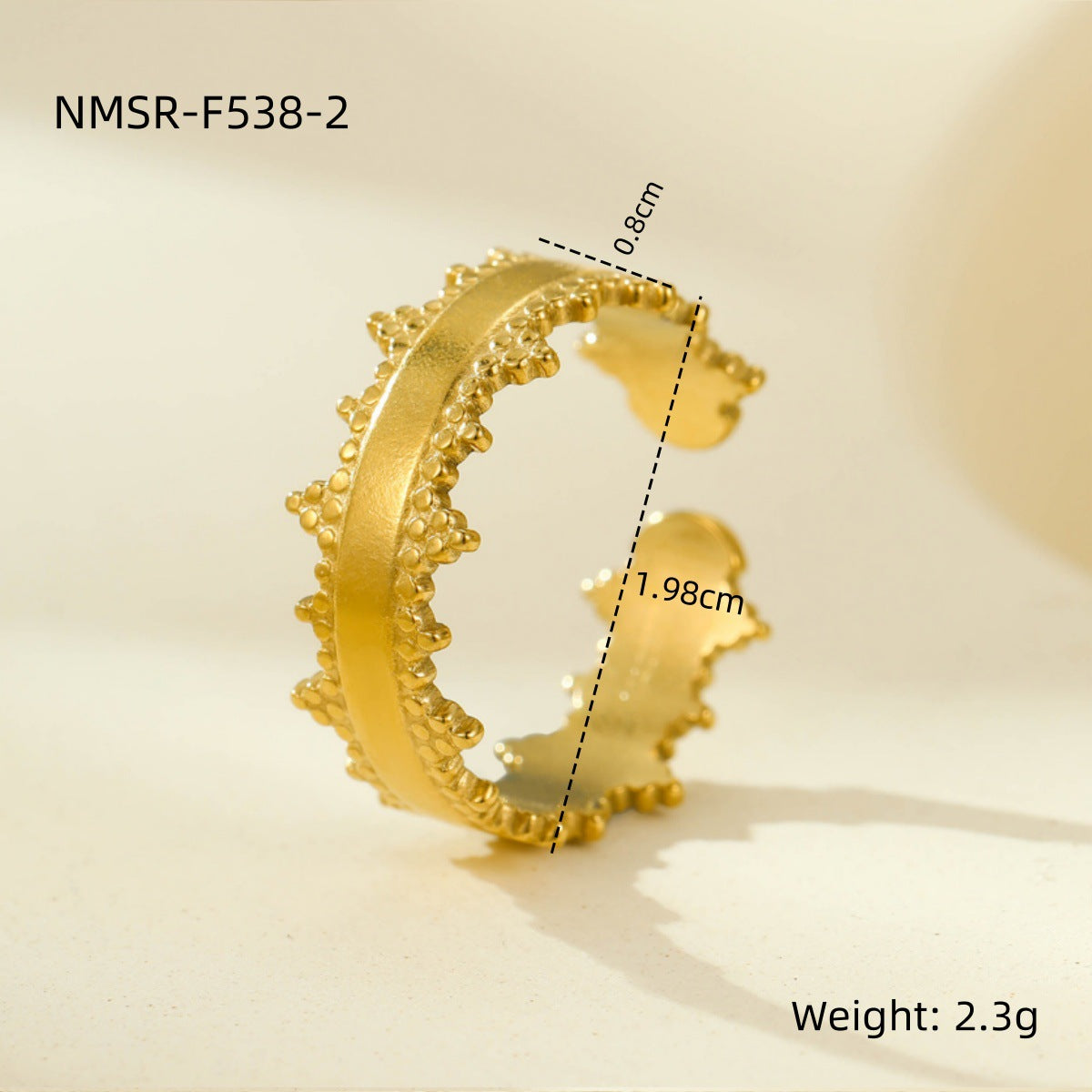 Anello aperto geometrico minimalista in acciaio inossidabile con placcatura in oro 18 carati, design multistrato cavo da donna