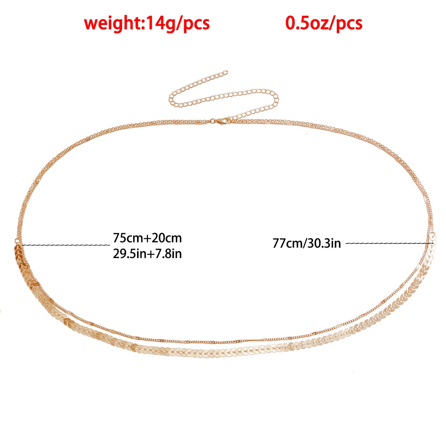 Cadena para el cuerpo de doble capa de estilo punk minimalista para mujer con colgante metálico en forma de avión y lentejuelas