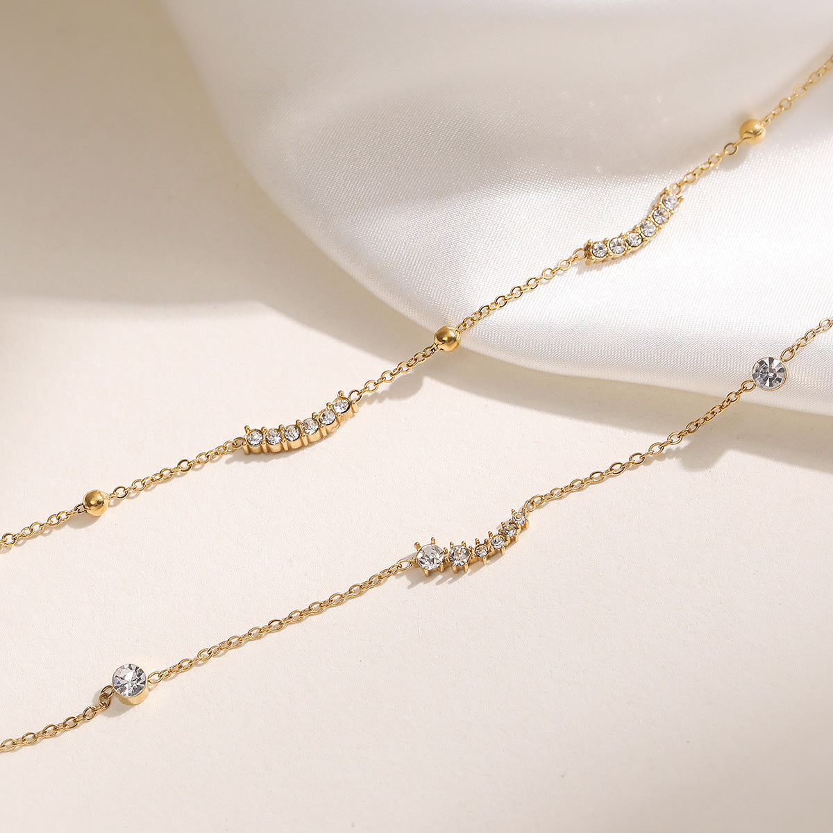 Minimalist Geometric Gold Plated Stainless Steel Necklace with Cubic Zirconia for Women