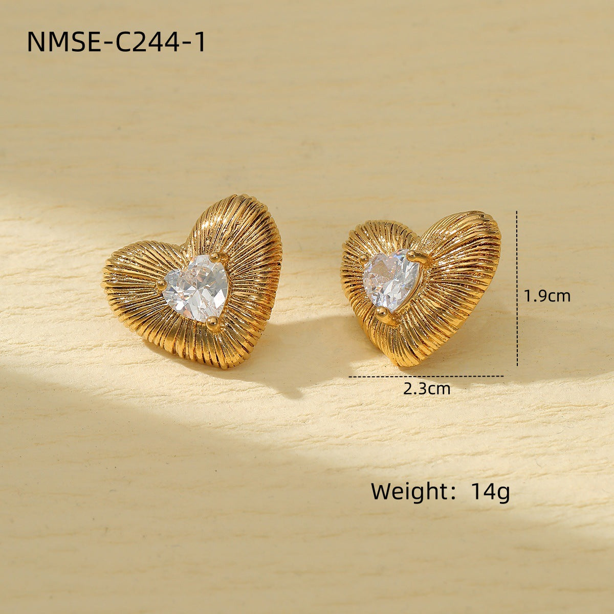 Pendientes de Acero de Titanio con Forma de Corazón Estilo Corte Francés Elegante con Incrustaciones de Zirconia Chapados para Mujer