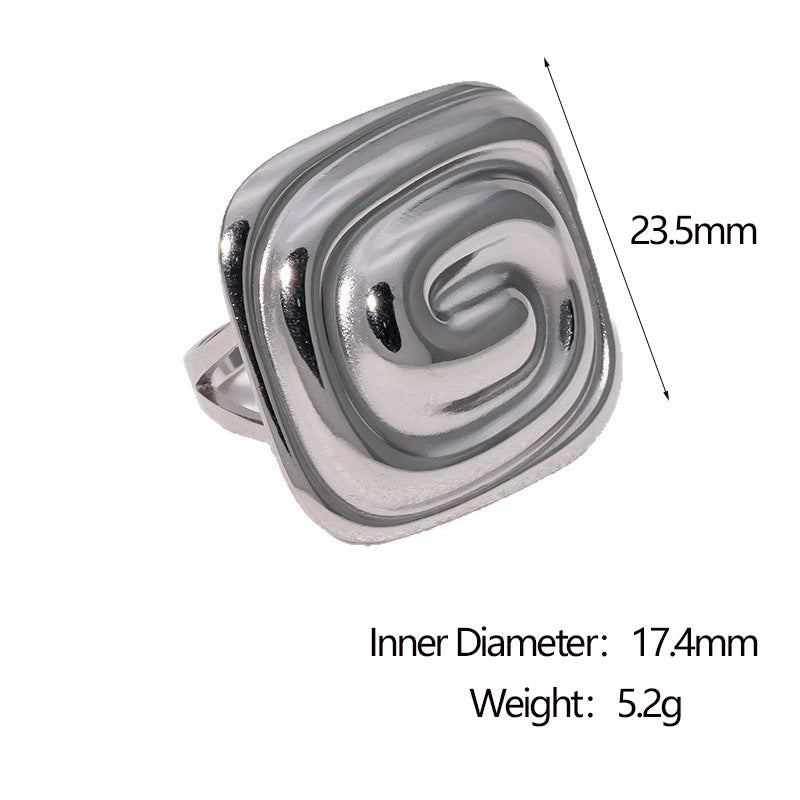 Anello Filettato Geometrico Minimalista in Acciaio Inox da Donna con Placcatura in Oro 18K Gioielli in Acciaio al Titanio