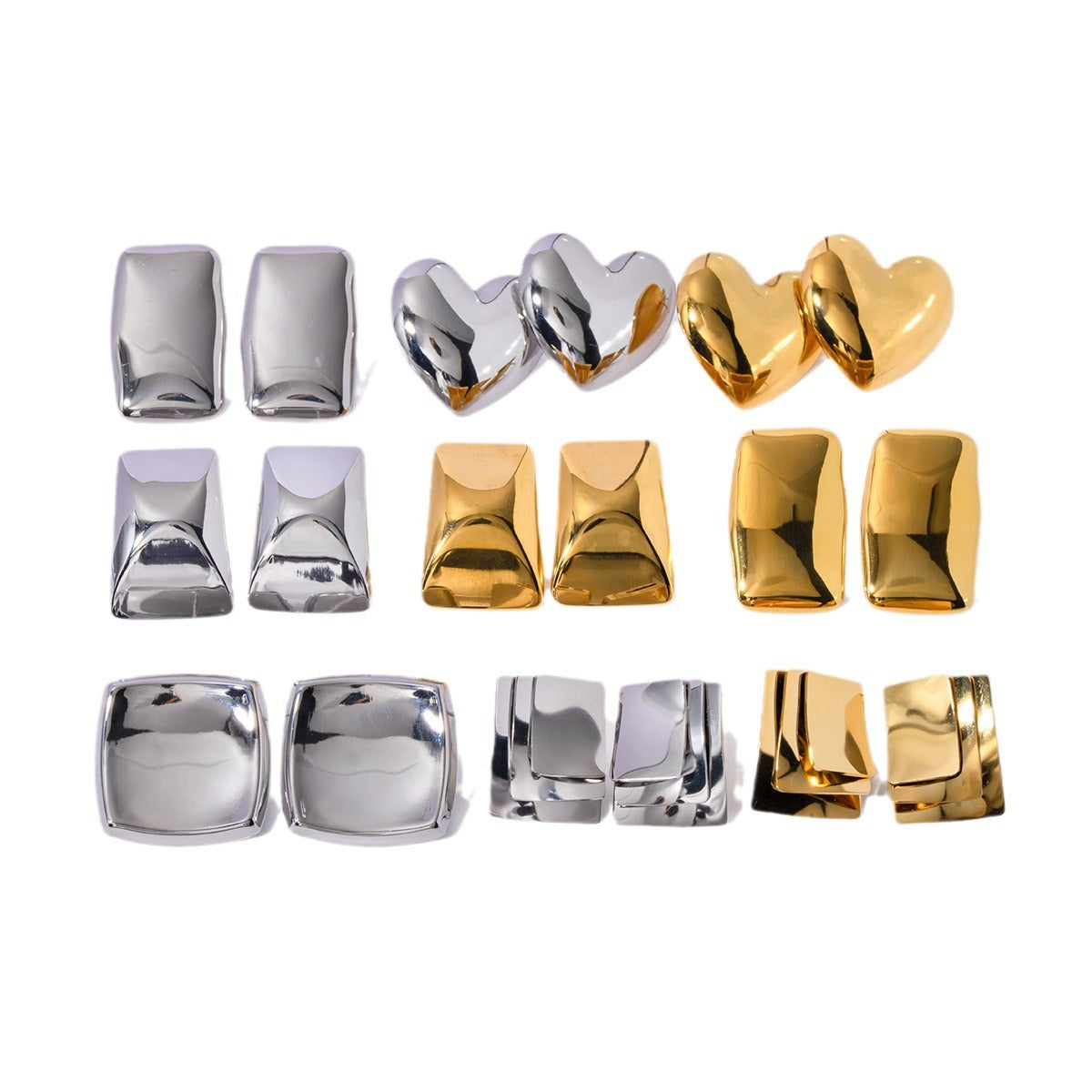 Pendientes Colgantes Minimalistas Geométricos Rectangulares de Acero Inoxidable con Baño de Oro de 18K Vintage para Mujer
