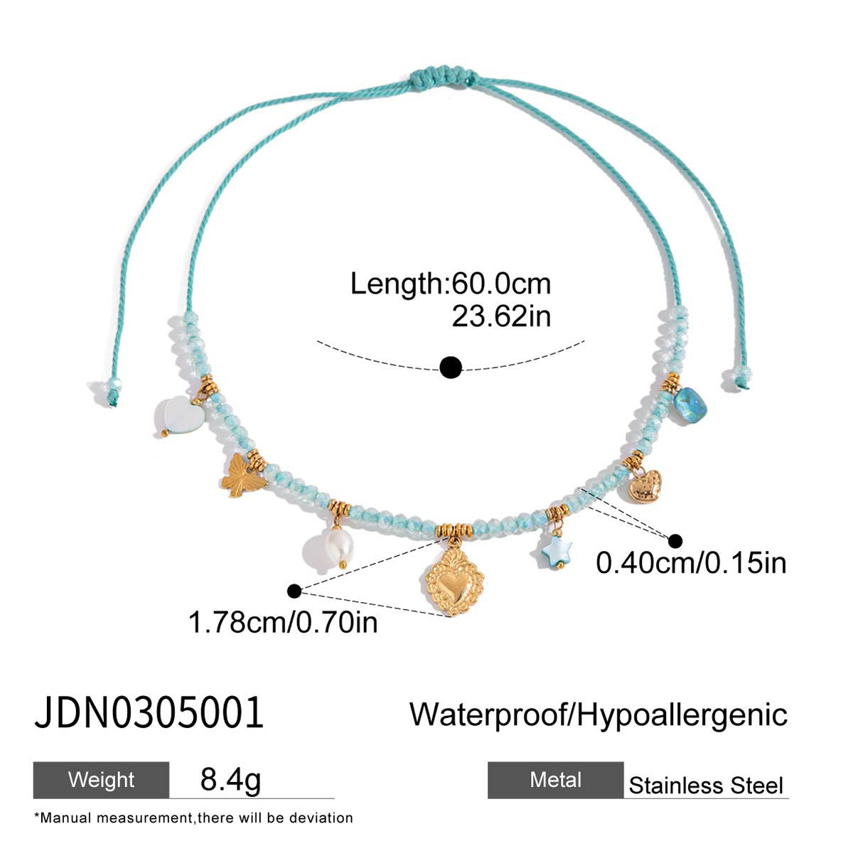 Collana Minimalista Geometrica da Donna in Acciaio al Titanio con Perle e Finitura Placcata, Stile Medaglione, Catenina per Clavicola