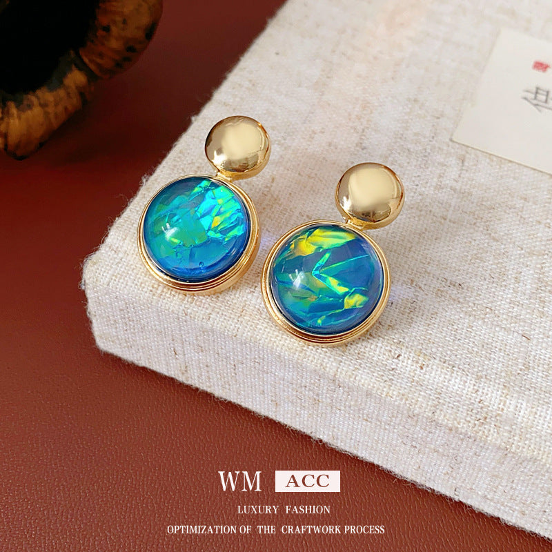 Chic Minimalist Round Resin Stud Earrings with Steel Posts for Women Geometric Fashion Accessory