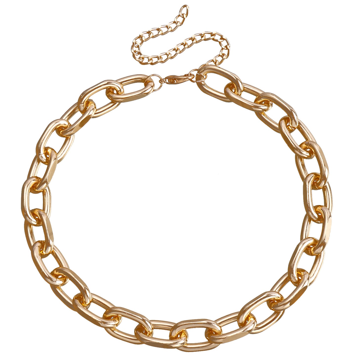 Minimalist Retro Geometric Pendant Necklace for Women with Electroplated Metal Thick Chain and Tassel Detail