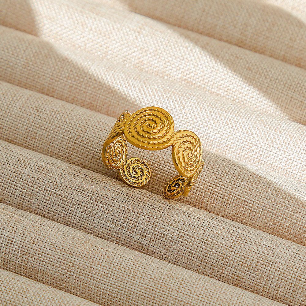 Anello regolabile in acciaio al titanio, stile hip hop geometrico, placcato per donna